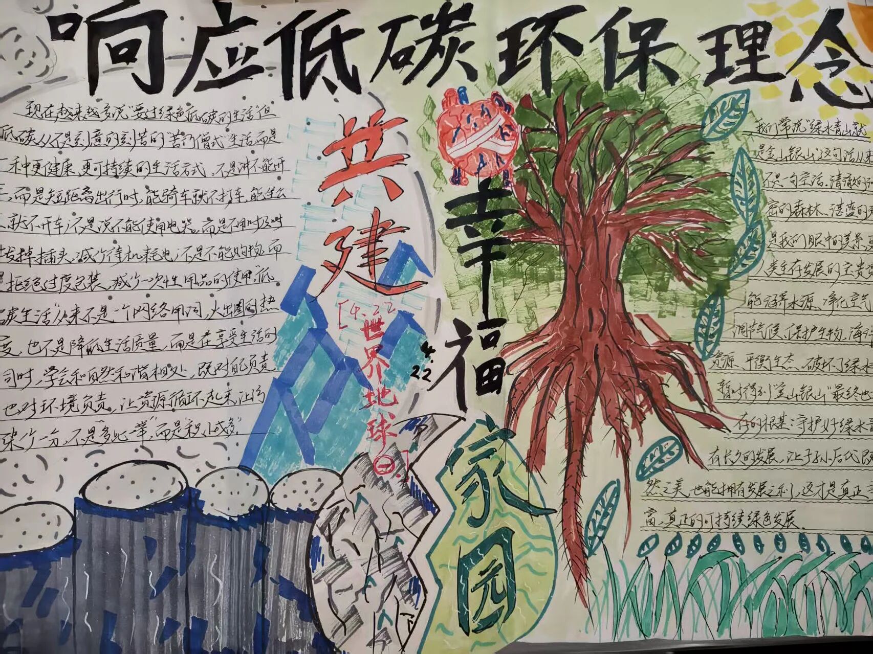 机电工程学院举办 “地球・家园・未来” 世界地球日手抄报活动